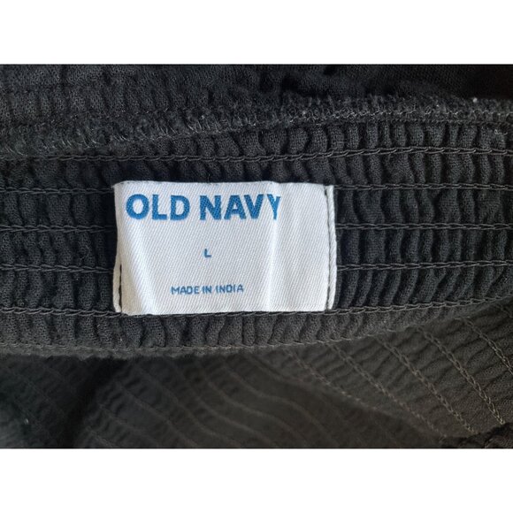 Old Navy Romper Size Small Smocked Ruffle Square Neck Tie Shoulder Black Summer - Picture 4 of 10